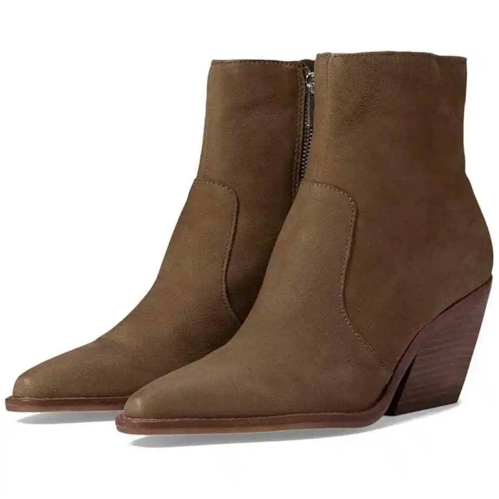 NWT Dolce Vita Volli Leather Boots 8 Brown Western Ankle Booties Women's